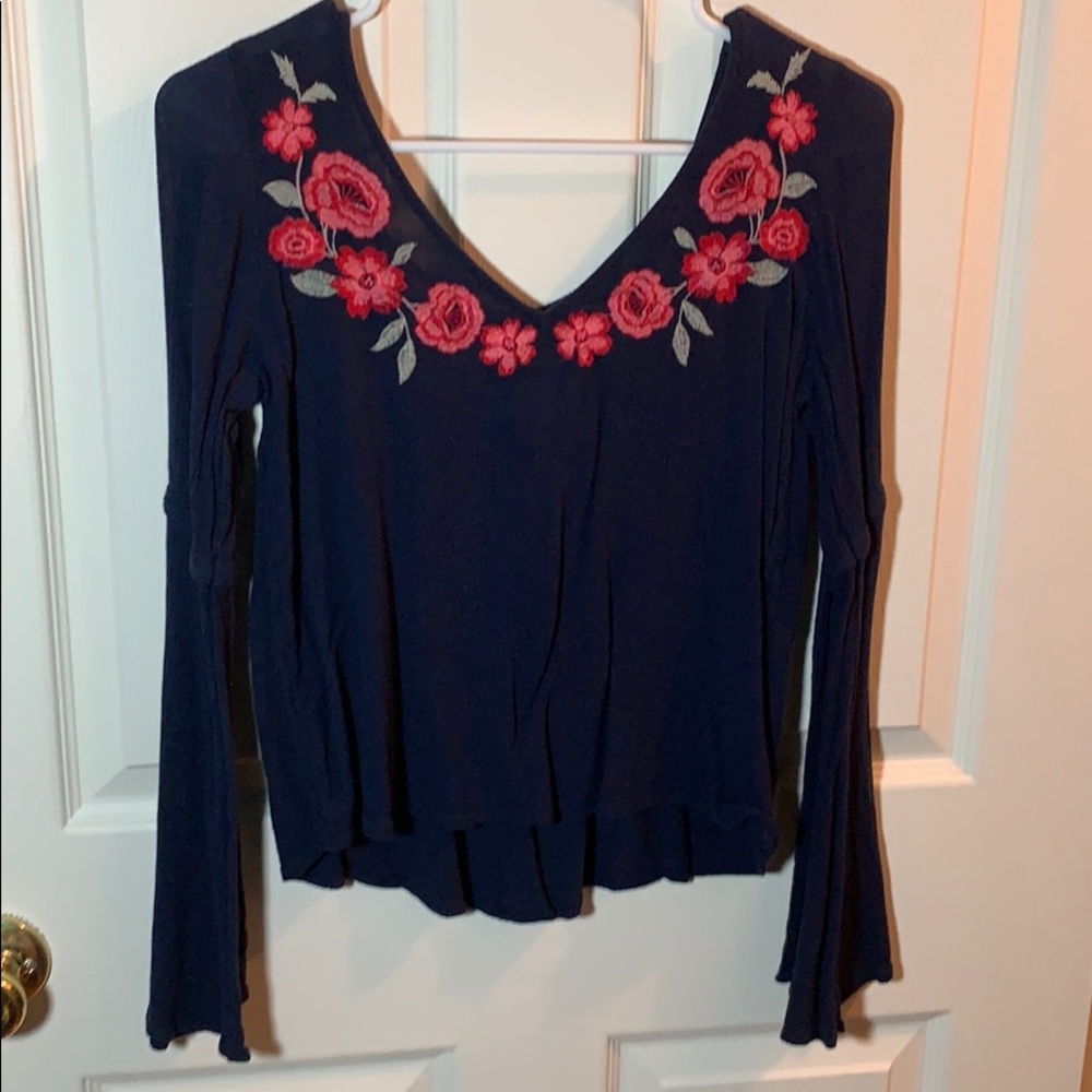 Size S Hollister Navy Floral Blouse